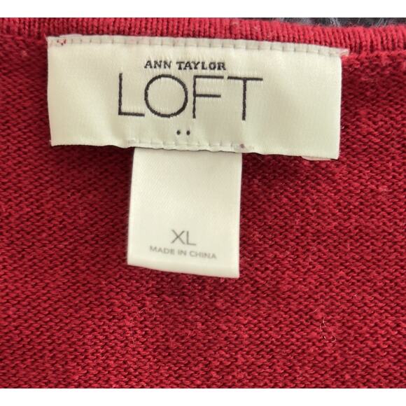 Ann Taylor Loft Red Long Sleeve Wrap Sweater Size XL - Picture 3 of 6